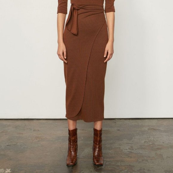 Mara Hoffman Dresses & Skirts - Mara Hoffman Ling Faux Wrap Midi Skirt in Brown